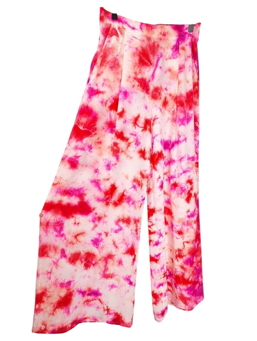 Trina Turk Sunshiny Pink Tie Dye High Waist Wide Leg Palazzo Pant Sz Small Silk